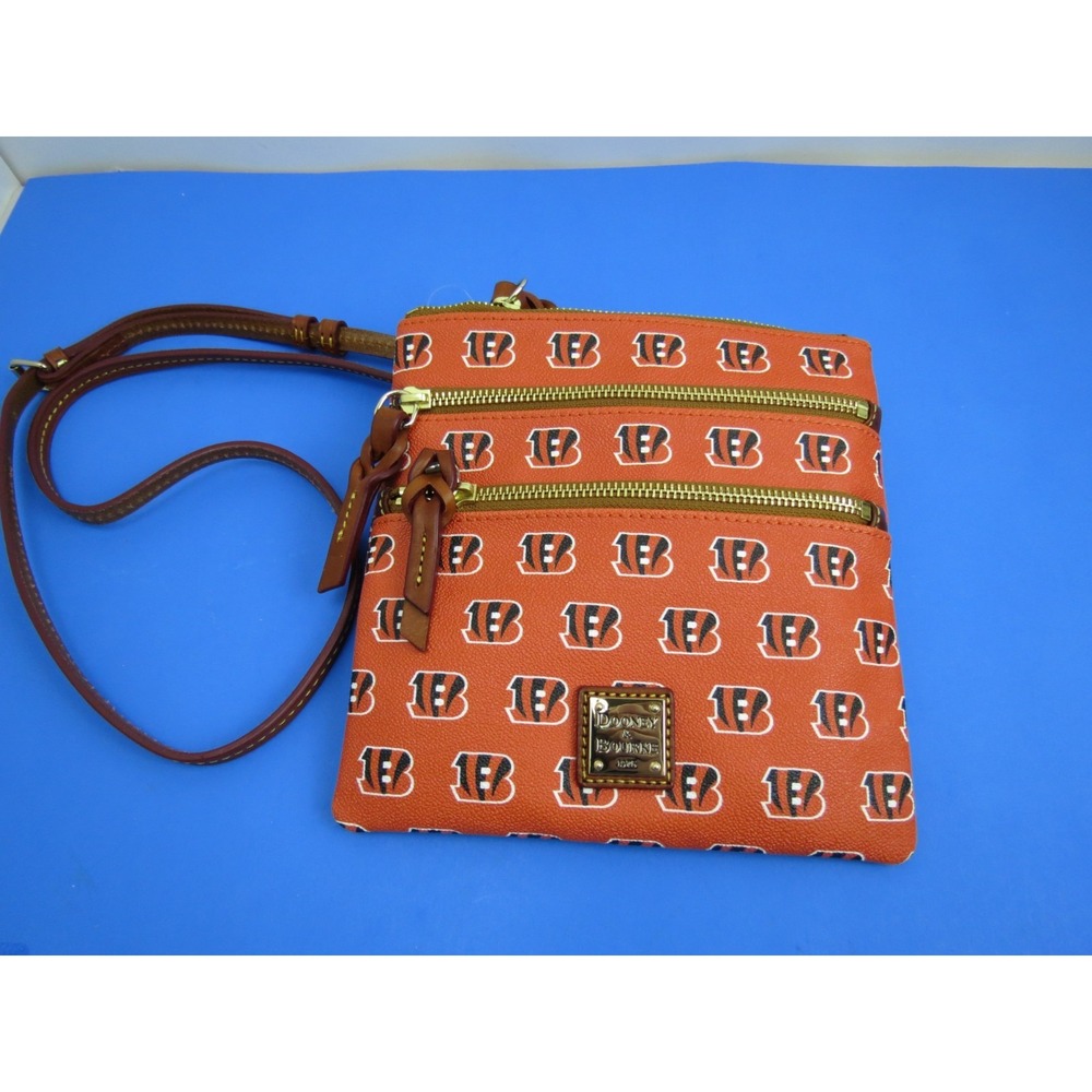 Dooney & Bourke Cincinnati Bengals NFL Football Triple Zip Crossbody Bag